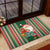 Kiribati Christmas Rubber Doormat Santa With Gift Bag Behind Ribbons Seamless Green Maori LT03 - Polynesian Pride