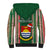 Kiribati Christmas Sherpa Hoodie Santa With Gift Bag Behind Ribbons Seamless Green Maori LT03 - Polynesian Pride