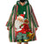 Kiribati Christmas Wearable Blanket Hoodie Santa With Gift Bag Behind Ribbons Seamless Green Maori LT03 - Polynesian Pride