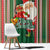 Kiribati Christmas Window Curtain Santa With Gift Bag Behind Ribbons Seamless Green Maori LT03 - Polynesian Pride