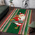 Custom Kiribati Christmas Area Rug Santa With Gift Bag Behind Ribbons Seamless Green Maori LT03 Green - Polynesian Pride