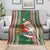 Custom Kiribati Christmas Blanket Santa With Gift Bag Behind Ribbons Seamless Green Maori LT03 - Polynesian Pride