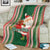 Custom Kiribati Christmas Blanket Santa With Gift Bag Behind Ribbons Seamless Green Maori LT03 - Polynesian Pride