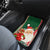 Custom Kiribati Christmas Car Mats Santa With Gift Bag Behind Ribbons Seamless Green Maori LT03 - Polynesian Pride