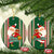 Custom Kiribati Christmas Ceramic Ornament Santa With Gift Bag Behind Ribbons Seamless Green Maori LT03 - Polynesian Pride