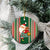 Custom Kiribati Christmas Ceramic Ornament Santa With Gift Bag Behind Ribbons Seamless Green Maori LT03 - Polynesian Pride