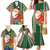 Custom Kiribati Christmas Family Matching Mermaid Dress and Hawaiian Shirt Santa With Gift Bag Behind Ribbons Seamless Green Maori LT03 - Polynesian Pride