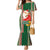 Custom Kiribati Christmas Family Matching Mermaid Dress and Hawaiian Shirt Santa With Gift Bag Behind Ribbons Seamless Green Maori LT03 Mom's Dress Green - Polynesian Pride