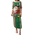 Custom Kiribati Christmas Family Matching Puletasi Dress and Hawaiian Shirt Santa With Gift Bag Behind Ribbons Seamless Green Maori LT03 Mom's Dress Green - Polynesian Pride