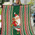 Custom Kiribati Christmas Quilt Santa With Gift Bag Behind Ribbons Seamless Green Maori LT03 Green - Polynesian Pride