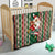 Custom Kiribati Christmas Quilt Santa With Gift Bag Behind Ribbons Seamless Green Maori LT03 - Polynesian Pride