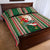 Custom Kiribati Christmas Quilt Bed Set Santa With Gift Bag Behind Ribbons Seamless Green Maori LT03 - Polynesian Pride