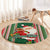 Custom Kiribati Christmas Round Carpet Santa With Gift Bag Behind Ribbons Seamless Green Maori LT03 - Polynesian Pride