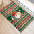 Custom Kiribati Christmas Rubber Doormat Santa With Gift Bag Behind Ribbons Seamless Green Maori LT03 - Polynesian Pride