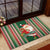 Custom Kiribati Christmas Rubber Doormat Santa With Gift Bag Behind Ribbons Seamless Green Maori LT03 - Polynesian Pride