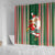 Custom Kiribati Christmas Shower Curtain Santa With Gift Bag Behind Ribbons Seamless Green Maori LT03 - Polynesian Pride