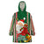 Custom Kiribati Christmas Wearable Blanket Hoodie Santa With Gift Bag Behind Ribbons Seamless Green Maori LT03 One Size Green - Polynesian Pride