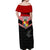 Tonga Off Shoulder Maxi Dress Tonga Coat of Arms with Seamless Tapa Ngatu Pattern LT03 - Polynesian Pride