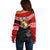 Tonga Off Shoulder Sweater Tonga Coat of Arms with Seamless Tapa Ngatu Pattern LT03 - Polynesian Pride