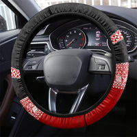Tonga Steering Wheel Cover Tonga Coat of Arms with Seamless Tapa Ngatu Pattern LT03 - Polynesian Pride