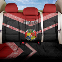 Personalised Tonga Back Car Seat Cover Tonga Coat of Arms with Seamless Tapa Ngatu Pattern LT03 One Size Black - Polynesian Pride