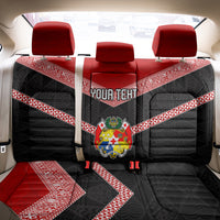 Personalised Tonga Back Car Seat Cover Tonga Coat of Arms with Seamless Tapa Ngatu Pattern LT03 - Polynesian Pride