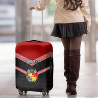 Personalised Tonga Luggage Cover Tonga Coat of Arms with Seamless Tapa Ngatu Pattern LT03 - Polynesian Pride