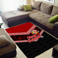 Tonga Christmas Area Rug Tongan Coat of Arms Santa With Ngatu Pattern Christmas Red Style LT03 - Polynesian Pride