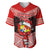 Tonga Christmas Baseball Jersey Tongan Coat of Arms Santa With Ngatu Pattern Christmas Red Style LT03 Red - Polynesian Pride