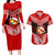 Tonga Christmas Couples Matching Long Sleeve Bodycon Dress and Hawaiian Shirt Tongan Coat of Arms Santa With Ngatu Pattern Christmas Red Style LT03 Red - Polynesian Pride