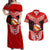 Tonga Christmas Couples Matching Off Shoulder Maxi Dress and Hawaiian Shirt Tongan Coat of Arms Santa With Ngatu Pattern Christmas Red Style LT03 Red - Polynesian Pride