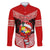 Tonga Christmas Family Matching Long Sleeve Bodycon Dress and Hawaiian Shirt Tongan Coat of Arms Santa With Ngatu Pattern Christmas Red Style LT03 Dad's Shirt - Long Sleeve Red - Polynesian Pride