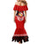 Tonga Christmas Mermaid Dress Tongan Coat of Arms Santa With Ngatu Pattern Christmas Red Style LT03 - Polynesian Pride