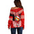 Tonga Christmas Off Shoulder Sweater Tongan Coat of Arms Santa With Ngatu Pattern Christmas Red Style LT03 - Polynesian Pride