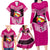 Tonga Christmas Family Matching Long Sleeve Bodycon Dress and Hawaiian Shirt Tongan Coat of Arms Santa With Ngatu Pattern Christmas Pink Style LT03 - Polynesian Pride