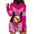 Tonga Christmas Hoodie Dress Tongan Coat of Arms Santa With Ngatu Pattern Christmas Pink Style LT03 - Polynesian Pride