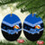 Tonga Christmas Ceramic Ornament Tonga Coat of Arms with Seamless Tapa Ngatu Pattern Xmas Blue Style LT03 - Polynesian Pride