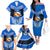 Tonga Christmas Family Matching Off Shoulder Long Sleeve Dress and Hawaiian Shirt Tongan Coat of Arms Santa With Ngatu Pattern Christmas Blue Style LT03 - Polynesian Pride