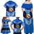 Tonga Christmas Family Matching Off Shoulder Maxi Dress and Hawaiian Shirt Tongan Coat of Arms Santa With Ngatu Pattern Christmas Blue Style LT03 - Polynesian Pride