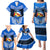 Tonga Christmas Family Matching Puletasi Dress and Hawaiian Shirt Tongan Coat of Arms Santa With Ngatu Pattern Christmas Blue Style LT03 - Polynesian Pride