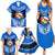 Tonga Christmas Family Matching Summer Maxi Dress and Hawaiian Shirt Tongan Coat of Arms Santa With Ngatu Pattern Christmas Blue Style LT03 - Polynesian Pride