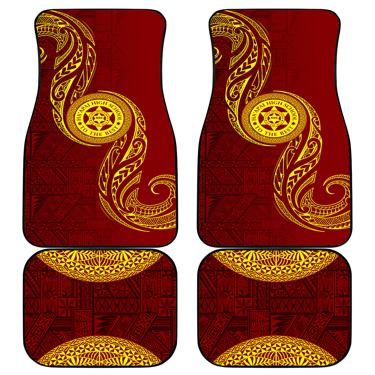 Tonga Ha'apai High School Car Mats Ngatu and Maori Ethnic Tribal Pattern LT03 Red - Polynesian Pride