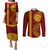 Tonga Ha'apai High School Couples Matching Puletasi Dress and Long Sleeve Button Shirt Ngatu and Maori Ethnic Tribal Pattern LT03 Red - Polynesian Pride