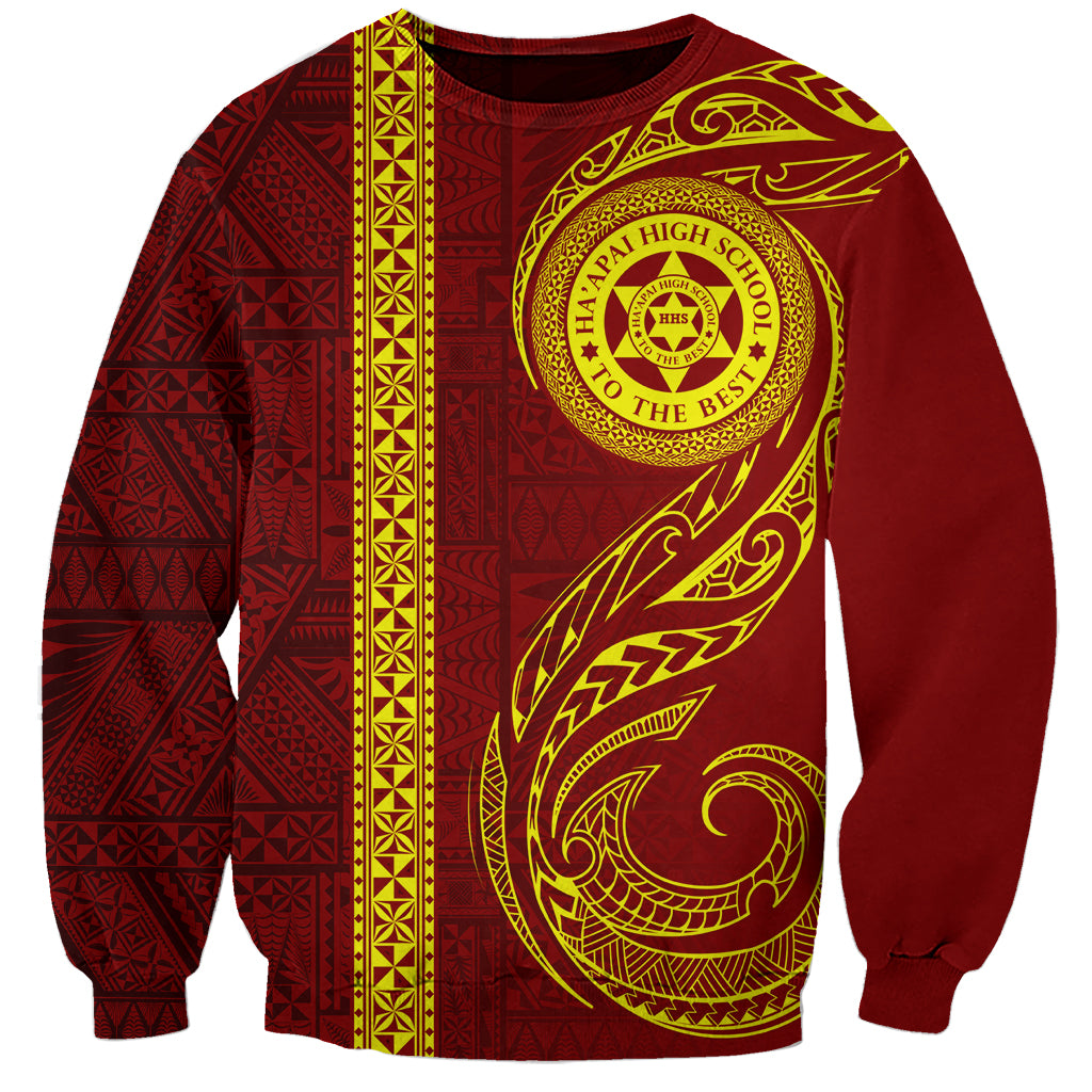 Tonga Ha'apai High School Sweatshirt Ngatu and Maori Ethnic Tribal Pattern LT03 Unisex Red - Polynesian Pride