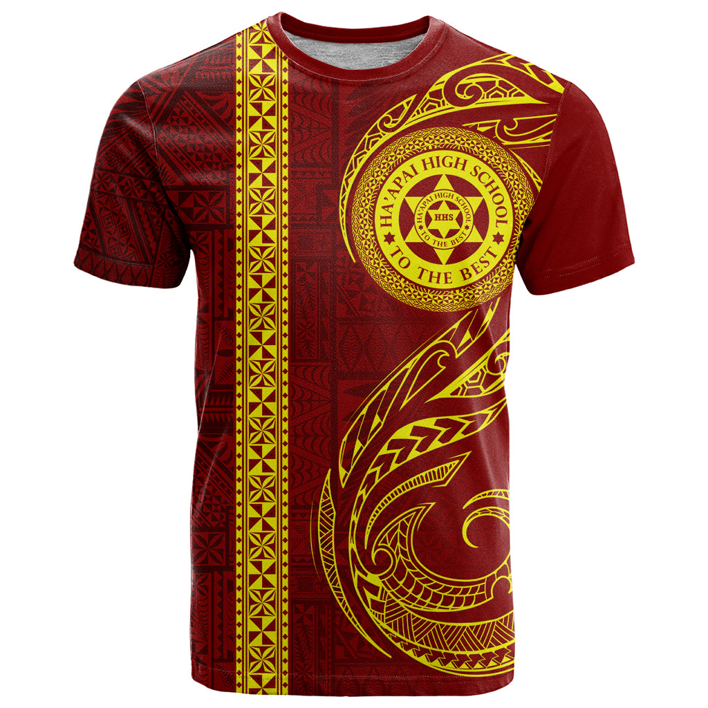 Tonga Ha'apai High School T Shirt Ngatu and Maori Ethnic Tribal Pattern LT03 Red - Polynesian Pride