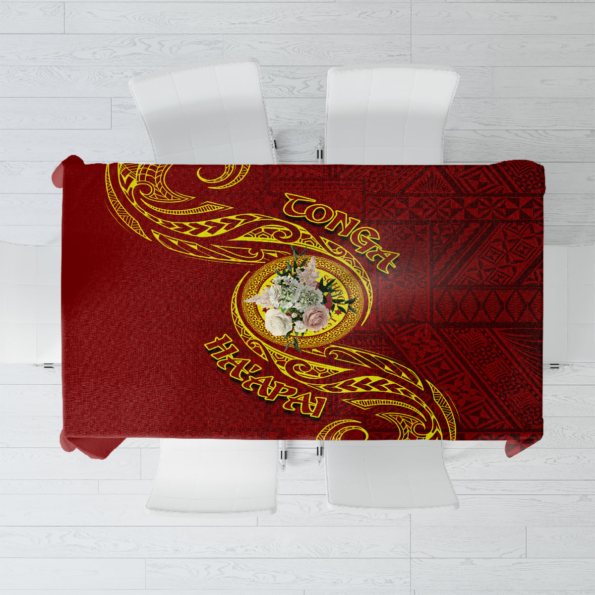 Tonga Ha'apai High School Tablecloth Ngatu and Maori Ethnic Tribal Pattern LT03 Red - Polynesian Pride