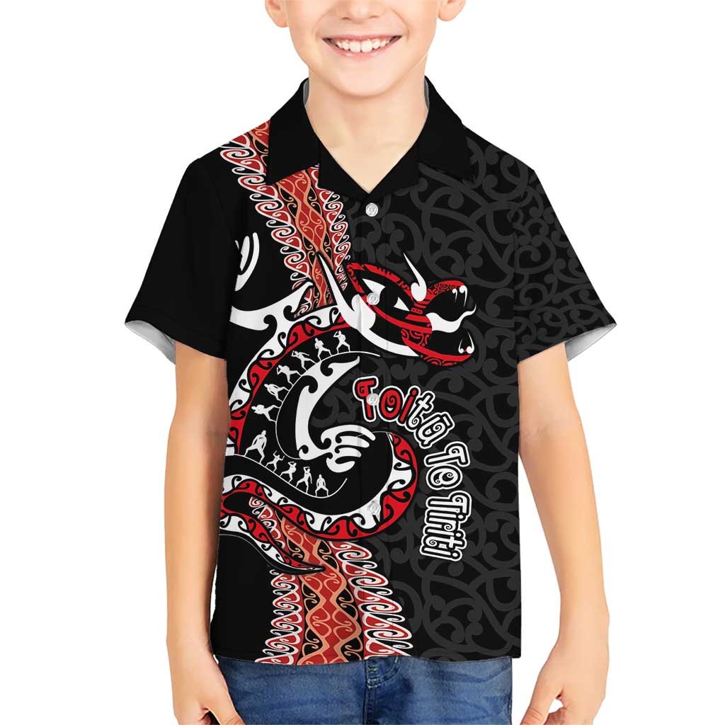 Aotearoa Toitu Te Tiriti Kid Hawaiian Shirt Maori Taniwha Haka - Honour the Treaty LT03 Kid Black - Polynesian Pride