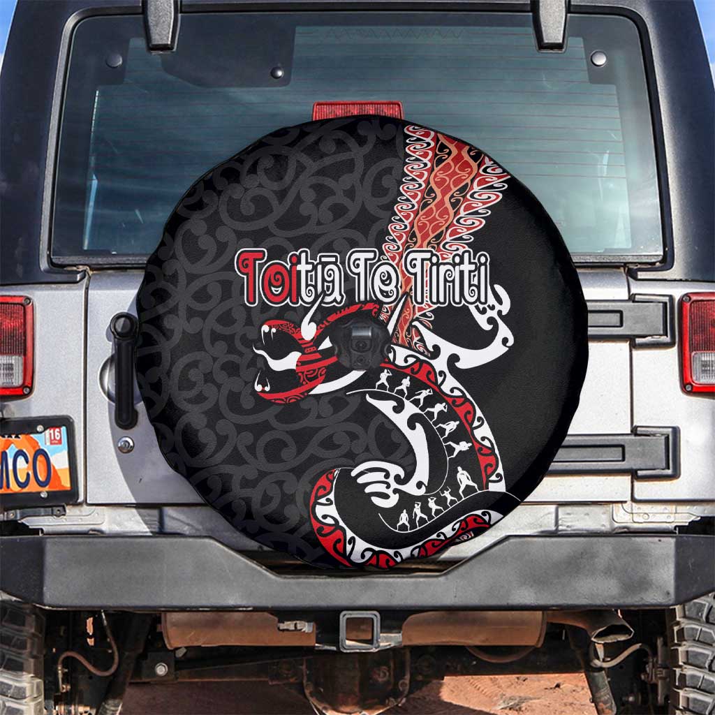 Aotearoa Toitu Te Tiriti Spare Tire Cover Maori Taniwha Haka - Honour the Treaty