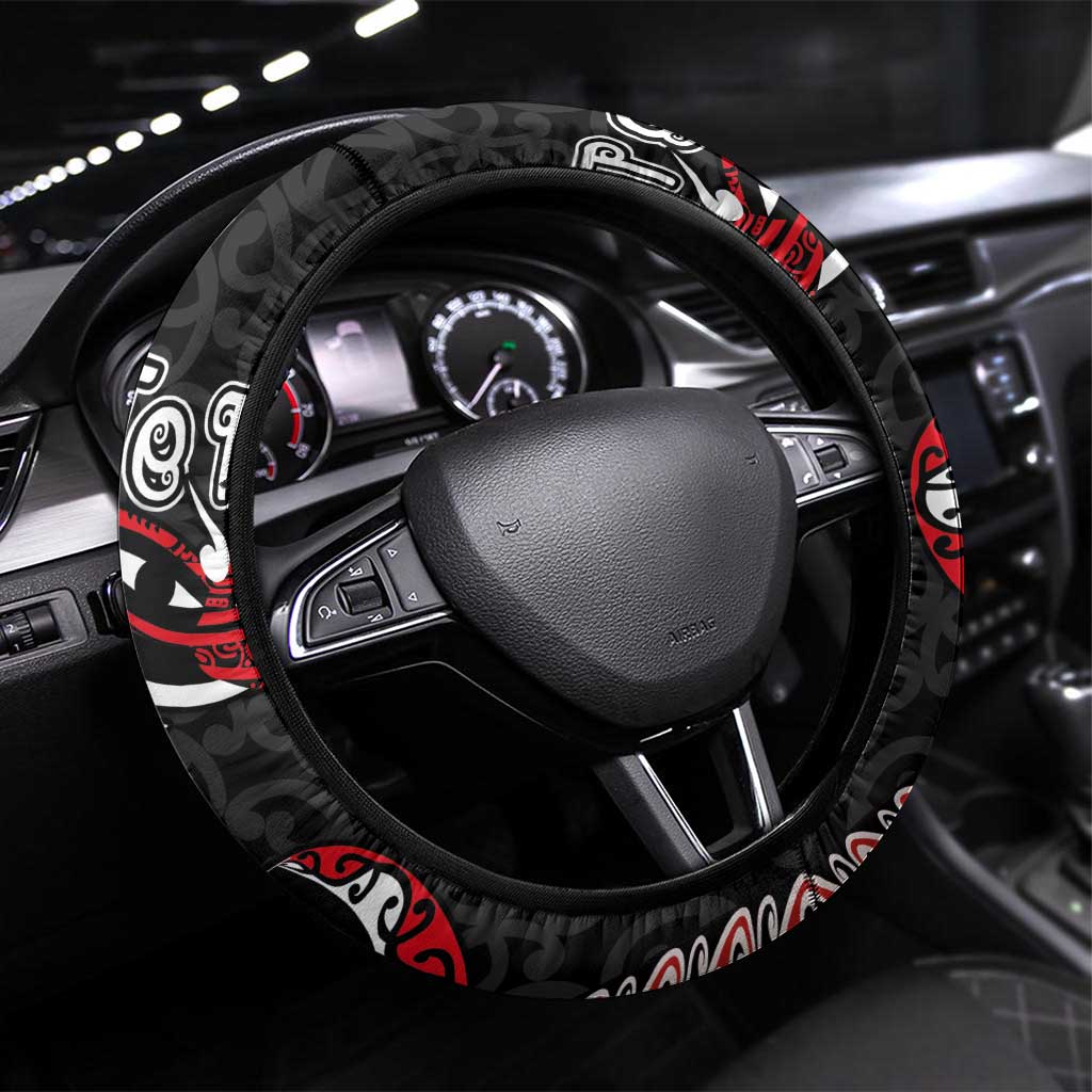 Aotearoa Toitu Te Tiriti Steering Wheel Cover Maori Taniwha Haka - Honour the Treaty LT03