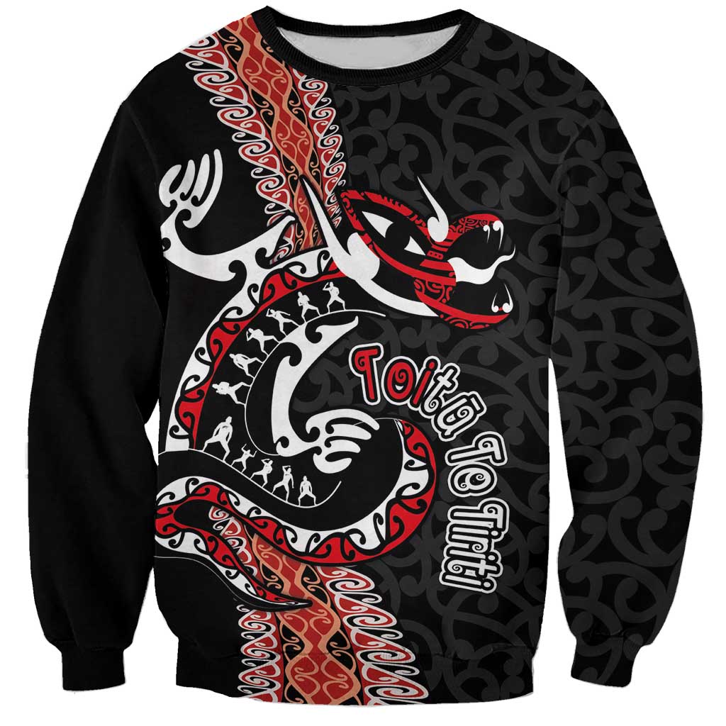 Aotearoa Toitu Te Tiriti Sweatshirt Maori Taniwha Haka - Honour the Treaty LT03 Unisex Black - Polynesian Pride